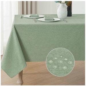 Veblandy Rectangle Tablecloth Waterproof Linen Textured Table Cloth Stain and Wrinkle Resistant Washable, Decorative Fabric Table Cover for Dining, Party and Camping (Sage Green, 52 * 70)