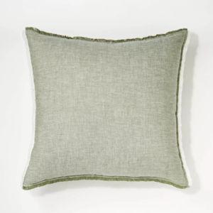 Oversized Reversible Linen Square Throw Pillow with Frayed Edges Green - Threshold™ designed with Studio McGee: Indoor Decorative Accent