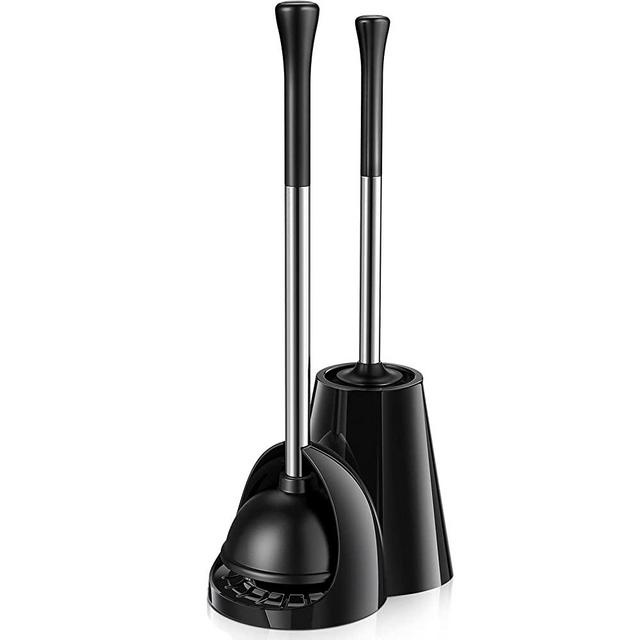 Toilet Plunger Bowl Brush Combo: Hideaway Elegant Toilet Scrubber Cleaner Plunger Caddy Set with Holder - Hidden Freestanding Discreet Accessories for Guest Bathroom Apartment