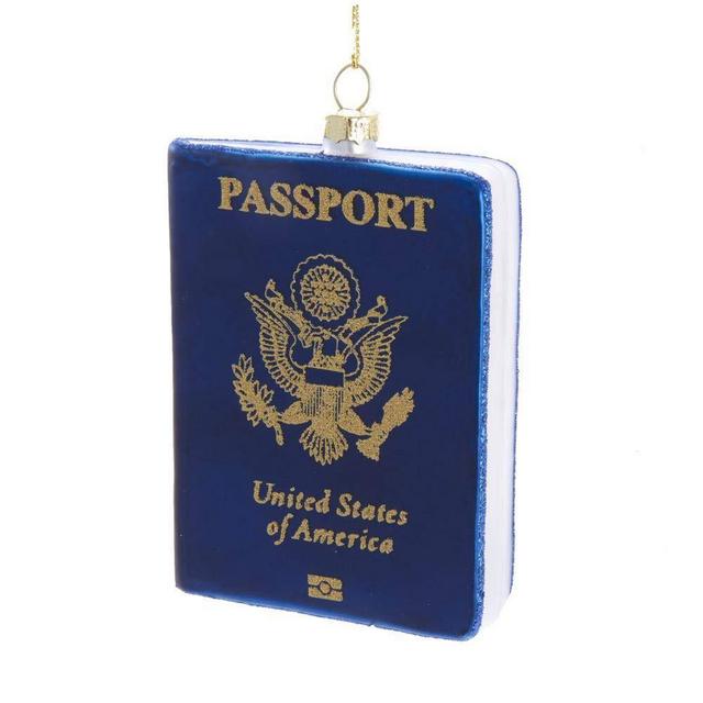 Kurt Adler Glass USA Passport 4 Travel Glass Christmas Ornament