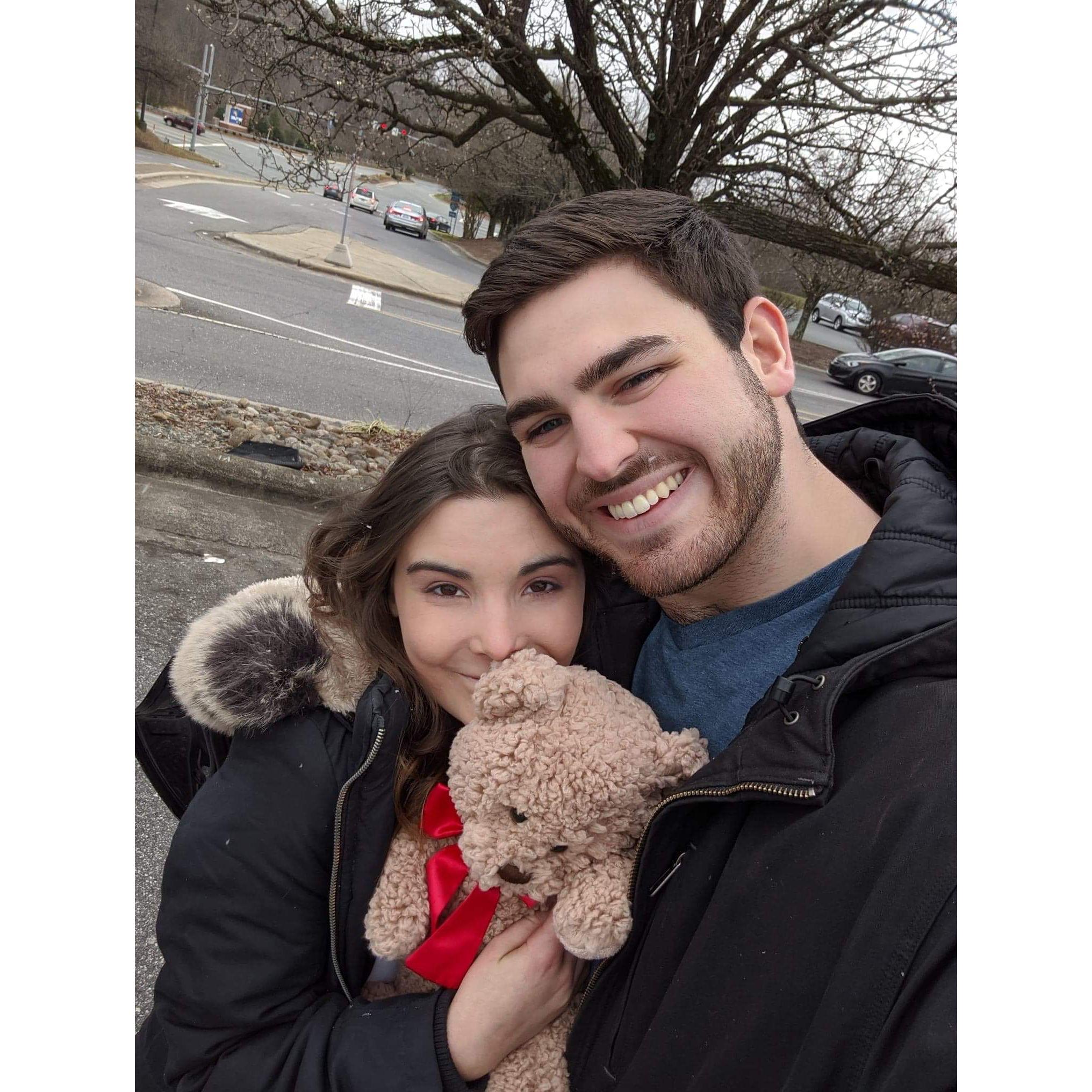 Our first Valentine's Day together. We made our little friend Hedrick - named after the place where we met.