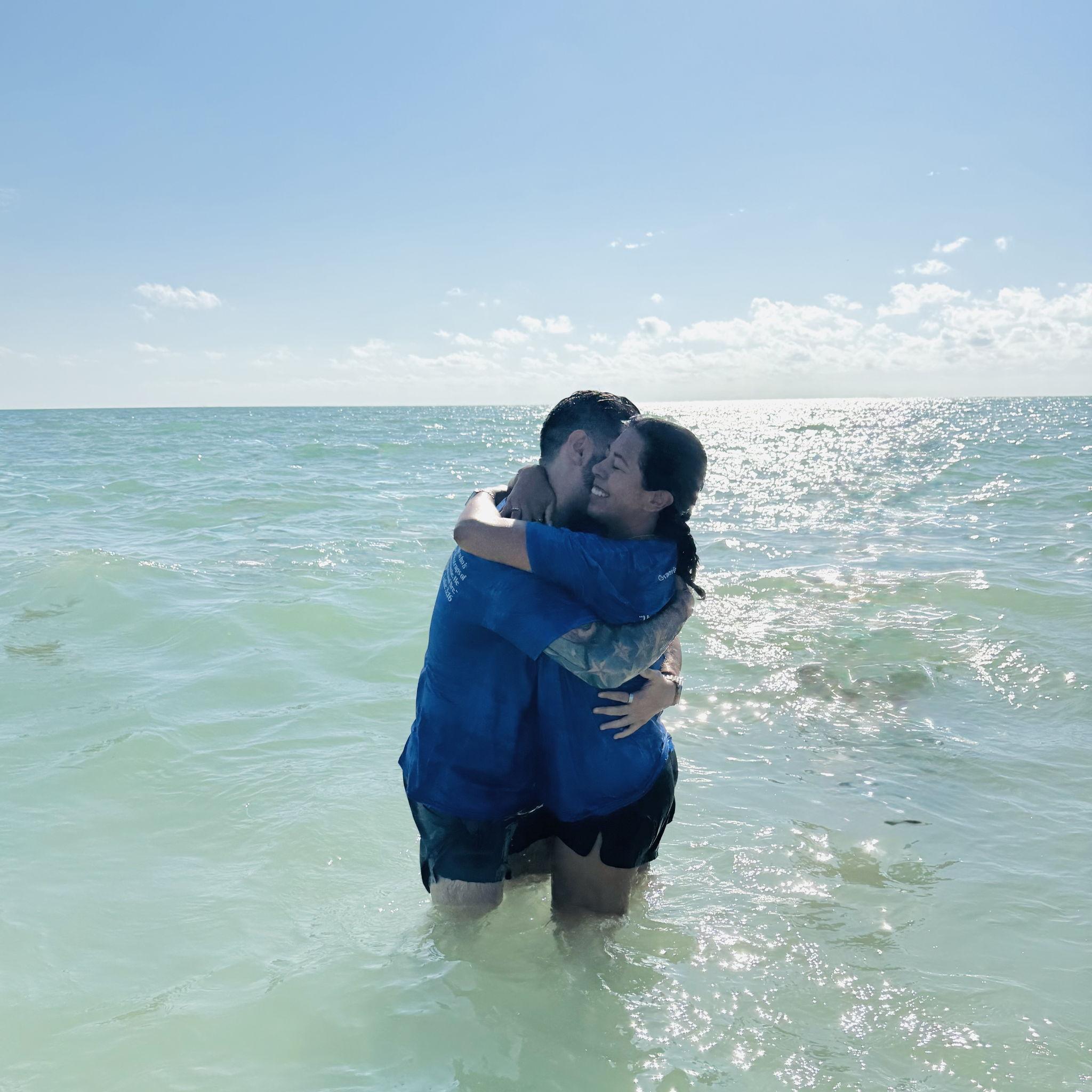 We made the decision to get baptized together and put all our faith in God after our miscarriage.
