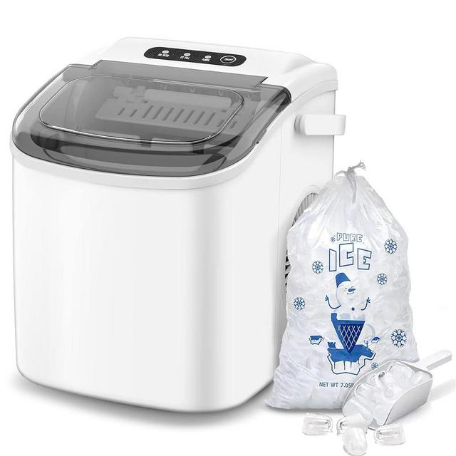 COWSAR Ice Makers Countertop, Portable Ice Maker Machine with Self-Cleaning, 26.5lbs/24Hrs, 6 Mins/9 Pcs Bullet Ice, Ice Scoop and Basket, Handheld Ice Maker for Kitchen/Home/Office/Party