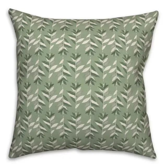 Painted Sage Leaves 18x18 Spun Poly Pillow