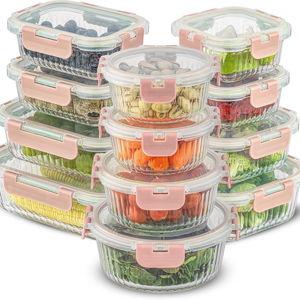 JoyJolt 24pc Borosilicate Glass Storage Containers with Lids | 12 Airtight/Freezer Safe Food Storage Containers for Pantry and Kitchen | Meal Prep Container for Lunch | Glass Tupperware Set