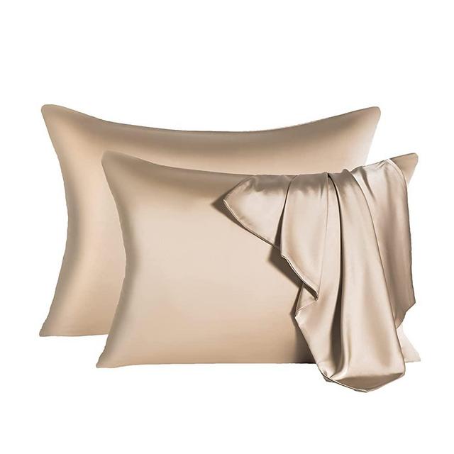 2 Pcs Mulberry Silk Pillowcase for Hair and Skin,Cooling Silk Pillow Case with Hidden Zipper,Allergen Proof Dual Sides Soft Breathable Smooth Silk Pillow Cover for Women.