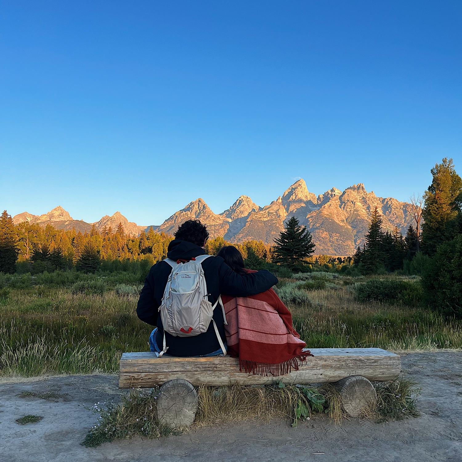 Watching the sunrise at Grand Teton, one of our annual National Parks. Snapped by a stranger!