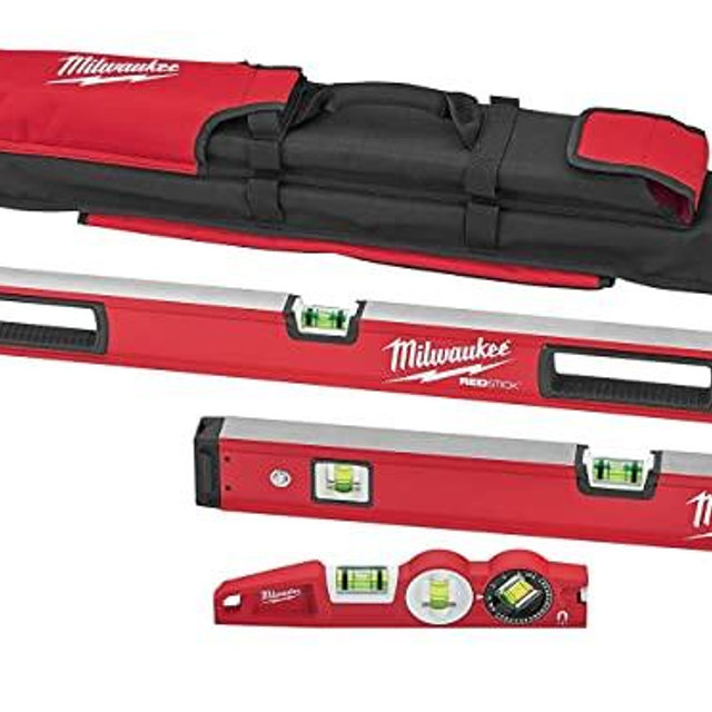 Milwaukee MLBXC48 10 Inch/24 Inch/48 Inch REDSTICK Box and Torpedo Level Set