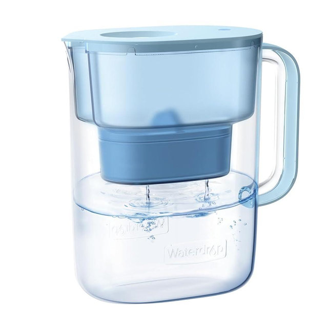 Waterdrop Alkaline Lucid 10-Cup Water Filter Pitcher with 1 Filter, Healthy, Clean & Toxin-Free Mineralized Alkaline Water (100 Gallons), Up to PH 9.5, BPA Free, Blue