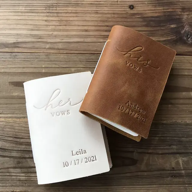 His and Her Vow Books, Leather Vows Book ,Custom Vows Booklet, Personalized Gift