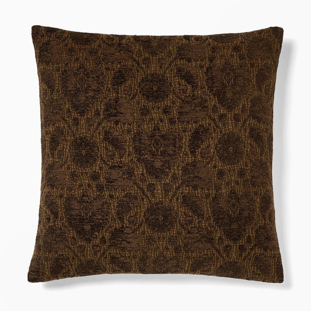 Chenille Jacquard Paisley Pillow Cover, 24x24, Chocolate