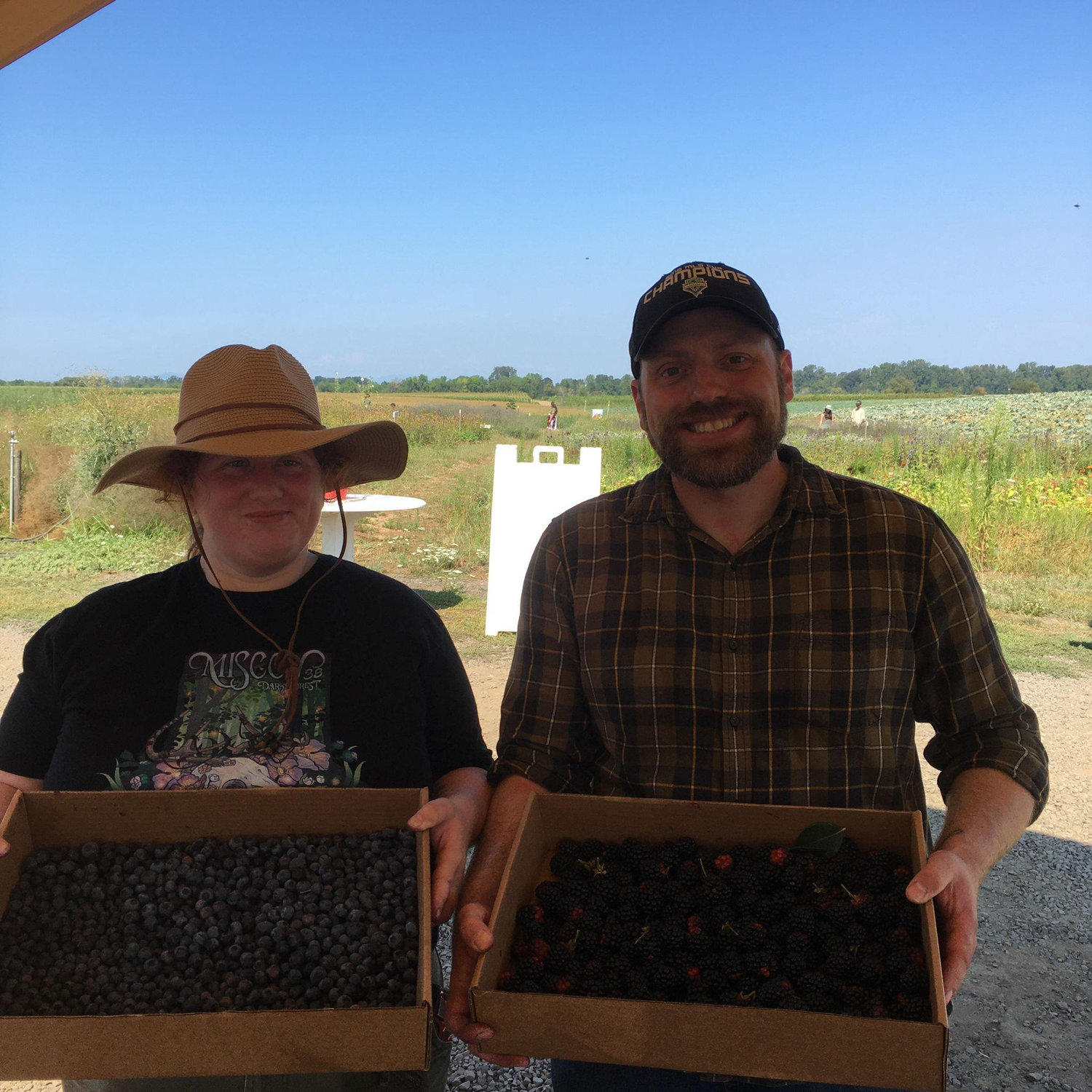 Picking fruit on Sauvie Island.