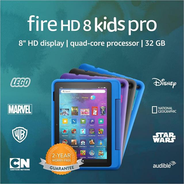 Introducing Fire HD 8 Kids Pro tablet, 8" HD, ages 6–12, 32 GB, Sky Blue