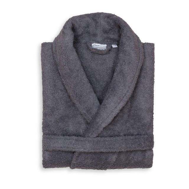 Linum Home Textiles Large/X-Large Turkish Cotton Terry Unisex Bathrobe in Grey