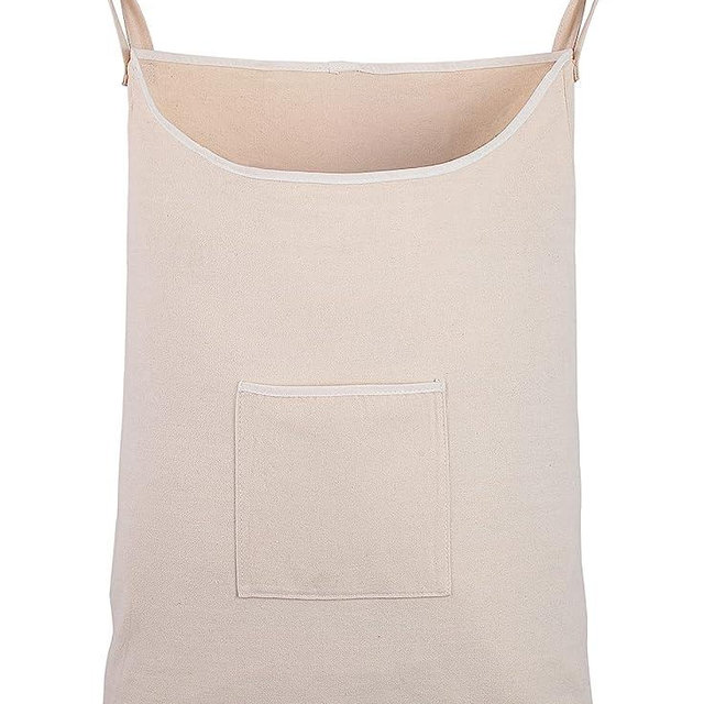 GORISEN Laundry Collector, Laundry Hamper, Door Hanging Laundry bag with hooks (Beige, 65Liters)