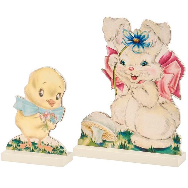 Primitives by Kathy Bunny & Chick Figure Stand Up Set of 2