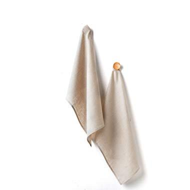 Solino Home Linen Kitchen Towel - 100% Pure Linen 17 x 26 Inch Set of 2 - Natural Fabric Handcrafted, Natural