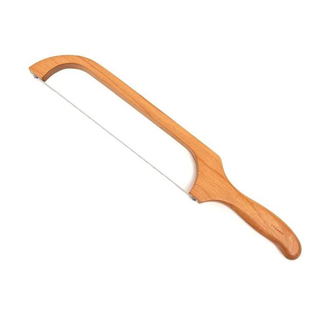 TYOARO Wooden Bread Bow Knife - Serrated Bread Cutter Knife for Homemade Bread, Bagel, Sourdough Loaf - Right Handed - Cherry, 16 Inch