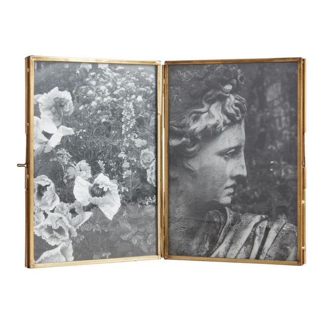 Antique Brass Hinged Double Photo Frame