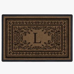 Manor Monogram Black & Brown Washable Doormat | Ruggable US