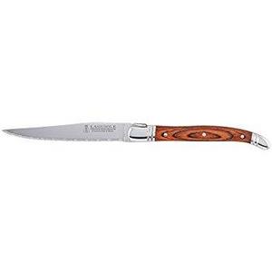 Trudeau Laguiole Steak Knives with Pakkawood Handles (Set of 6), Stainless/Wood