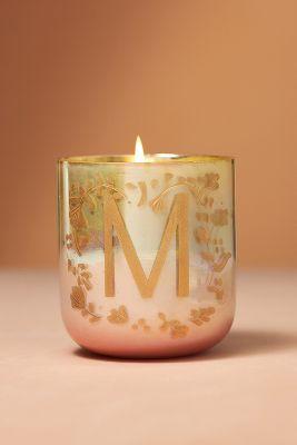 Ombré Monogram Floral Night Gardenia Glass Candle