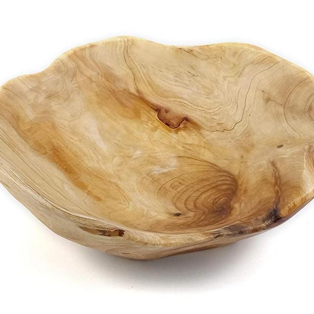Wooden Fruit Salad Serving Bowl Hand-Carved Root Bowls Creative Living Room Real Wood Candy Bowl 10"-12"