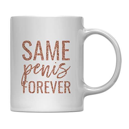 Andaz Press 11oz. Wedding Party Coffee Mug Gift, Rose Gold Faux Glitter, Same Penis Forever, 1-Pack