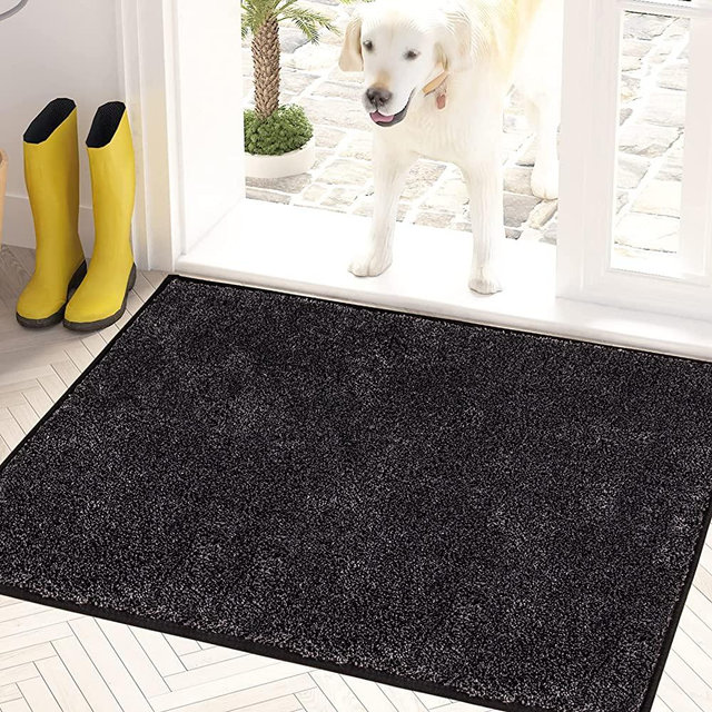 PURRUGS Dirt Trapper Door Mat 19.5" x 31.5", Non-Slip Machine Washable Entrance Rug, Shoes Scraper, Dog Door Mat, Super Absorbent Welcome Mat for Front Door, Back Door, Entry, Muddy Wet Shoes and Paws