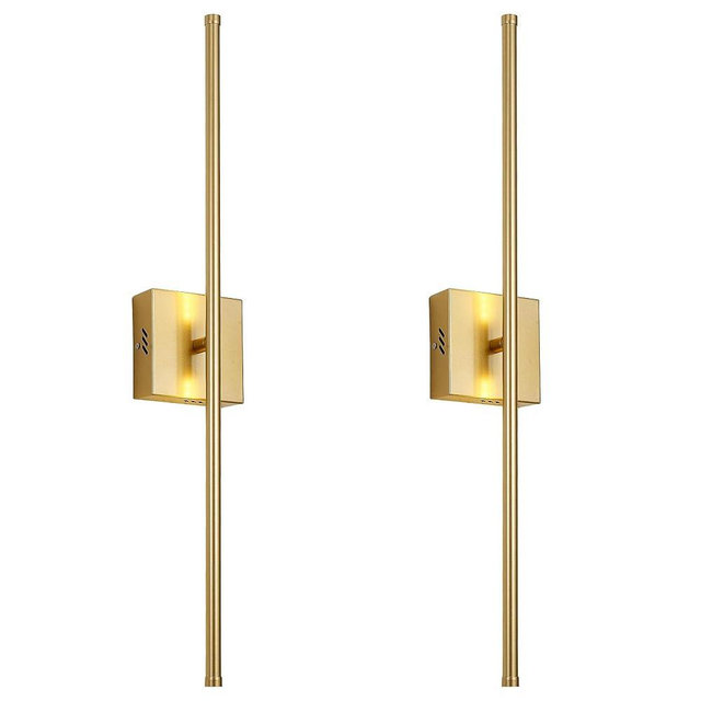 KARTOOSH Modern Wall Sconces Set of Two, Dimmable Hardwired Wall Sconces, 350° Rotate, LED Matte Gold Wall Light Fixtures, 3000K Warm Light for Bathroom, Living Room,27.8 Inch