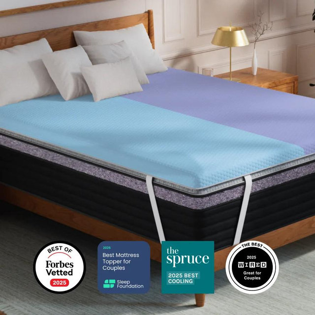 KING BED HELIX DUAL COMFORT MATTRESS TOPPER WITH GLACIOTEX