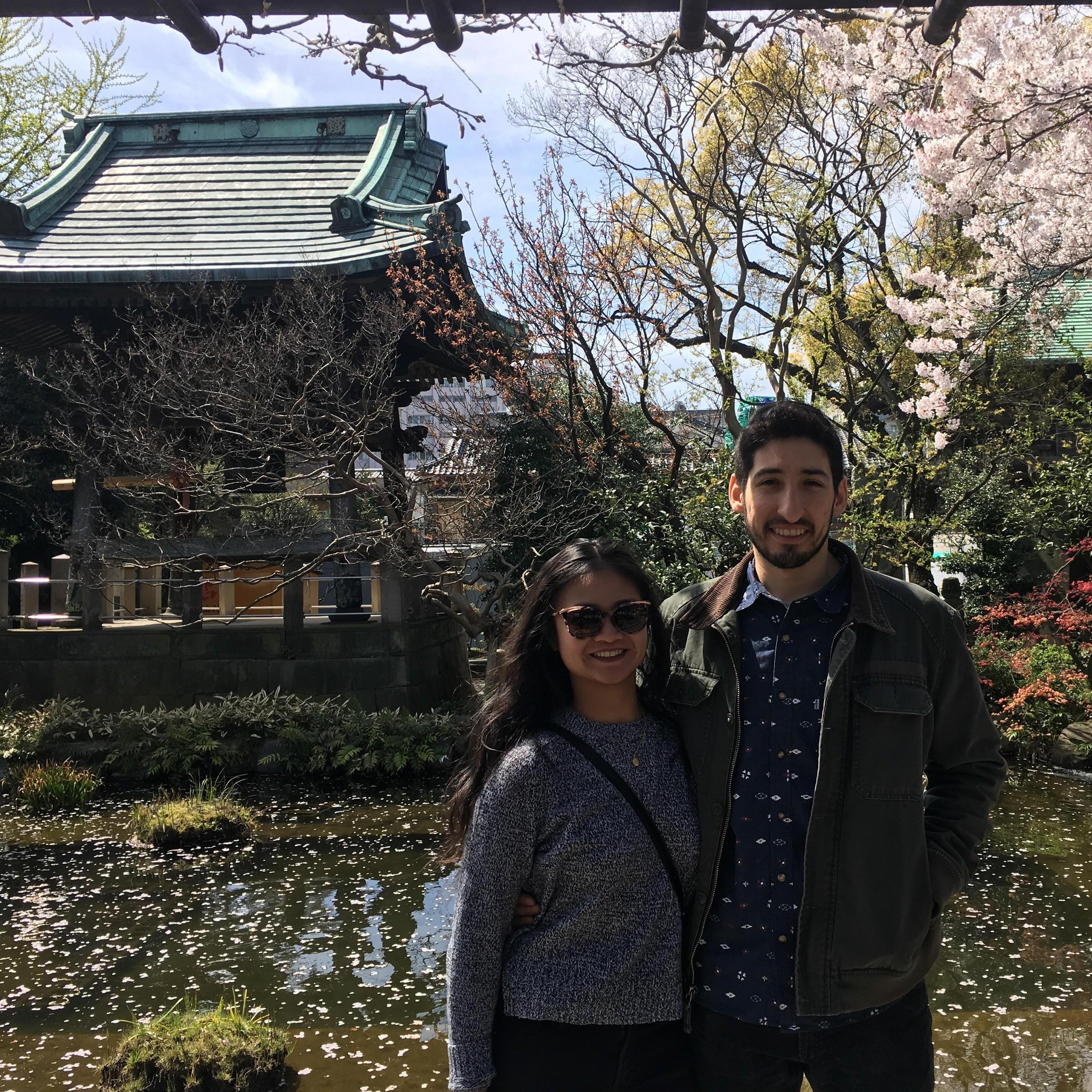 Traveling is our favorite thing to do together. We enjoy immersing into and learning about different cultures. This was taken at a shrine in Nishiarai, Tokyo, Japan in April 2017.
