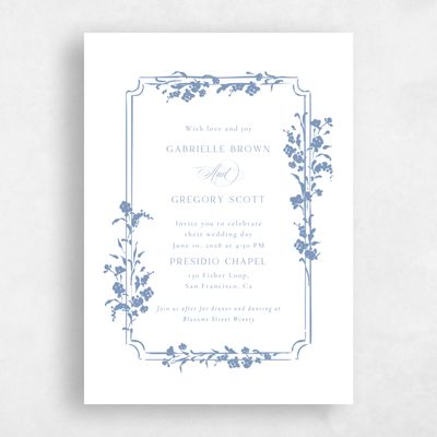 Denim Blue Wedding Invitation - Emelina Classic