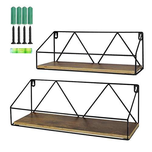 PETAFLOP Wall Mount Shelf Rustic Wood Folating Storage Shelves for Kitchen Living Room Bathroom, Set of 2