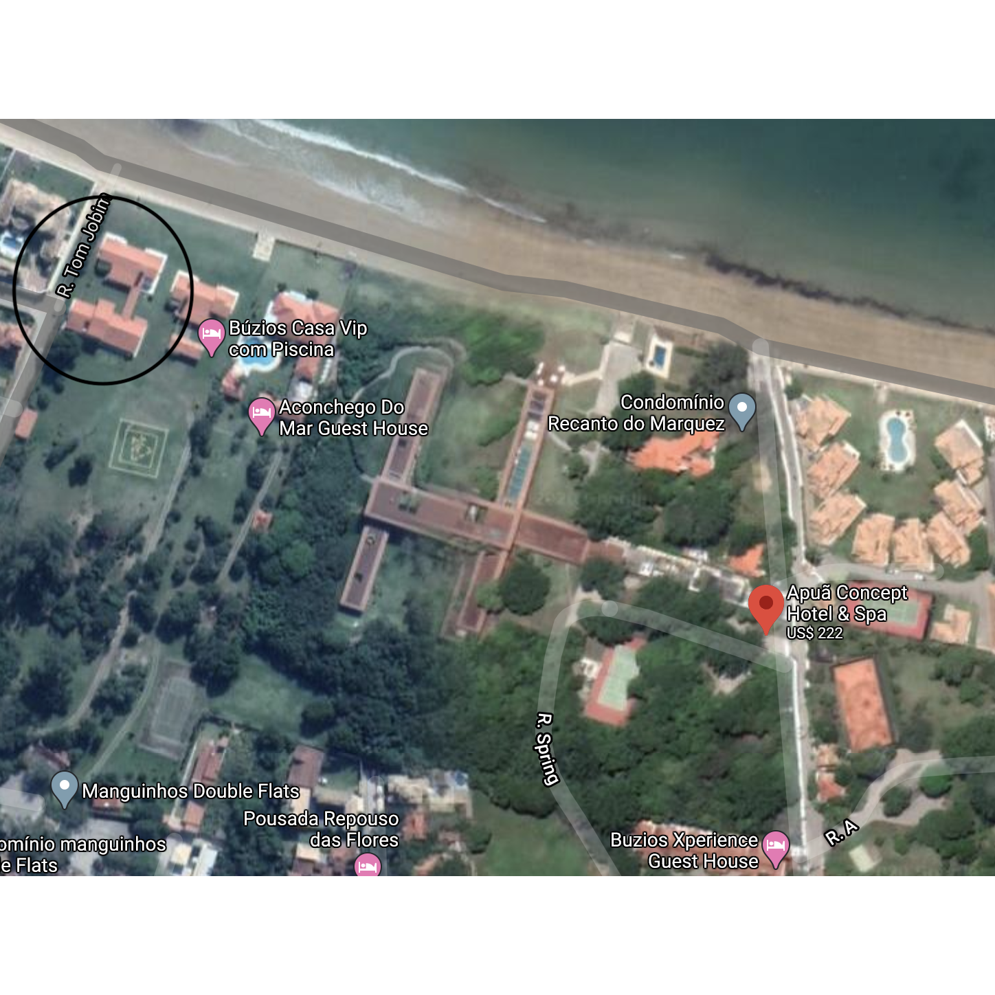 Satellite picture of the venue with Concept A Hotel to the right.