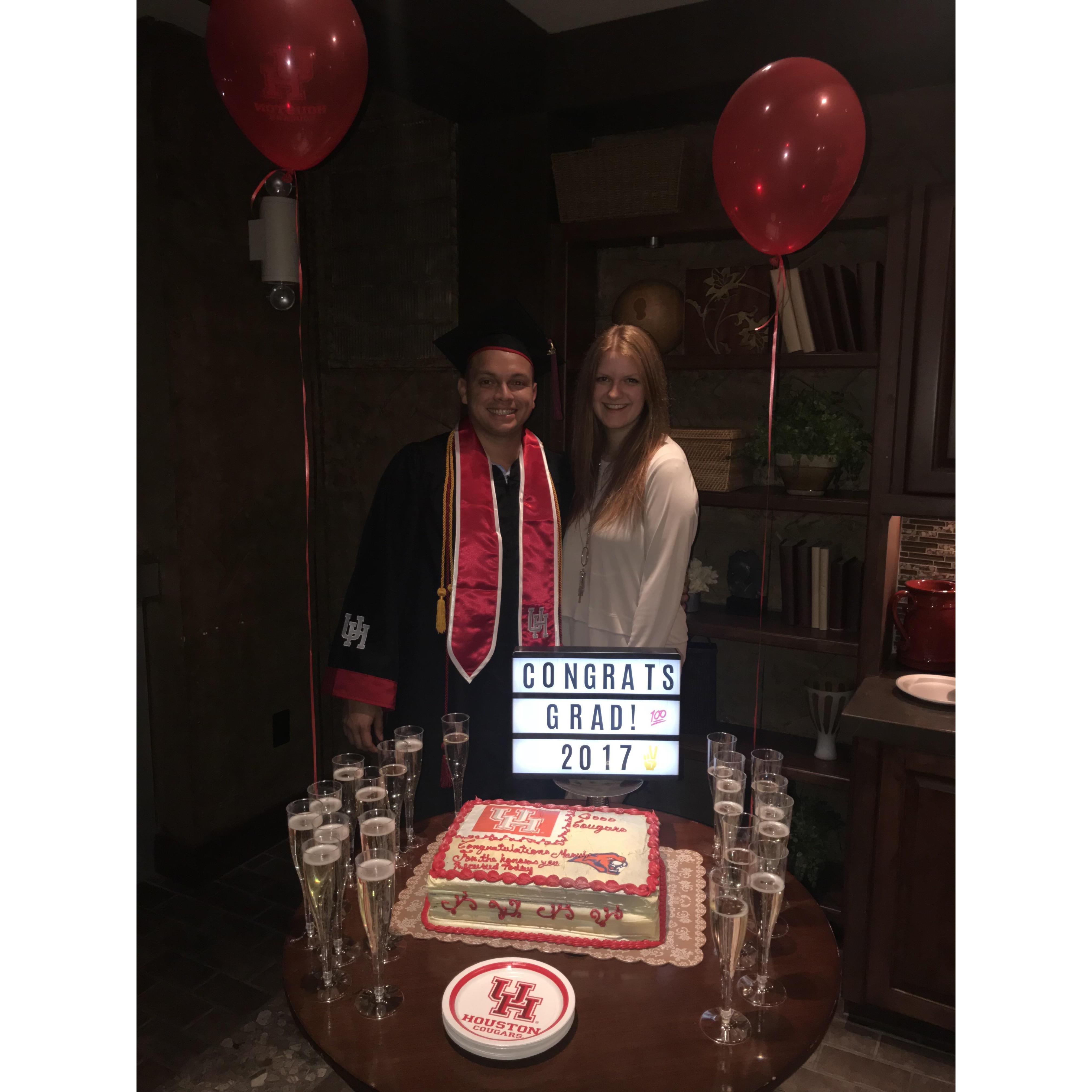 Marvin graduating from the University of Houston, with Honors!