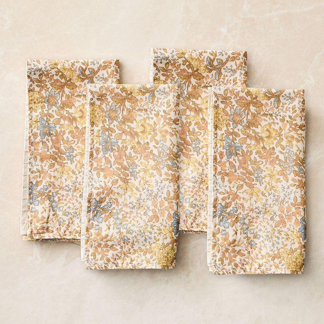 Frankie Floral Napkins, Yellow Multi, Set of 4
