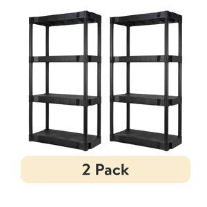2 pack) Hyper Tough Black Plastic 4-Tier Shelve