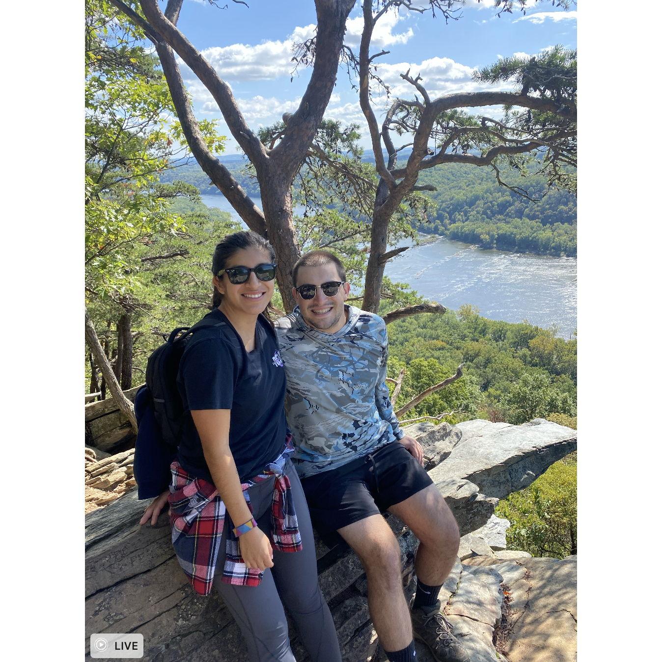 Or sometimes we will travel for the great views! Like this one in Harpers Ferry, West Virginia. Andrew loves to hike.