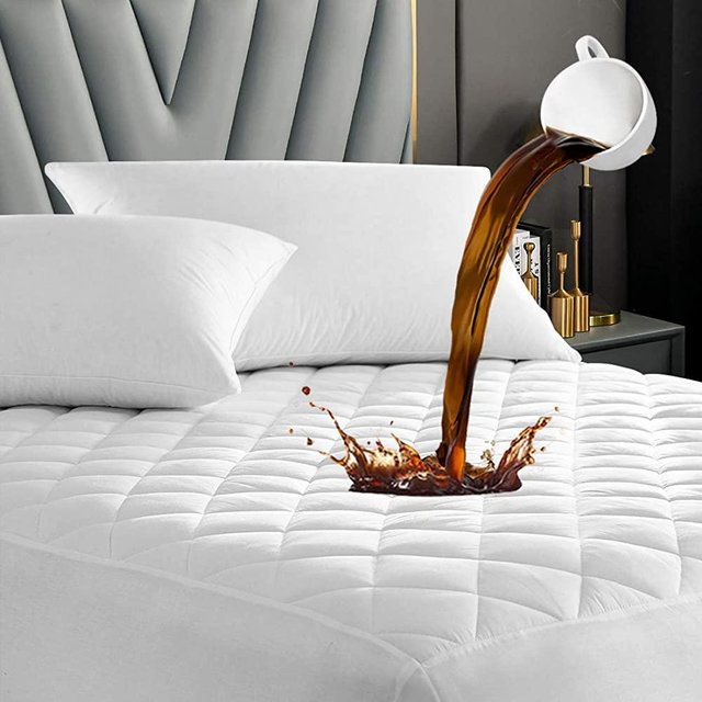Unilibra 100% Waterproof Mattress Pad Queen Size, Quilted Fitted Mattress Cover Breathable, Stretches up to 6''-25'' Deep Pocket Mattress Protector - Hypoallergenic & Vinyl Free