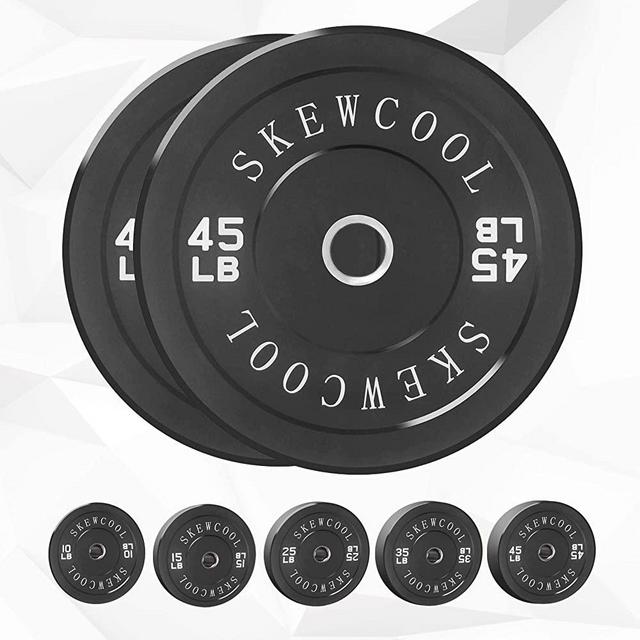 SKEWCOOL 2 Inch Olympic Bumper Plates Bumper Plates Set 10lbs/15lbs/25lbs/30lbs/35lbs/45lbs Weight Plates for Weightlifting Strength Training