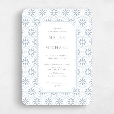 Blue Rounded Wedding Invitation - Aeolus Portrait