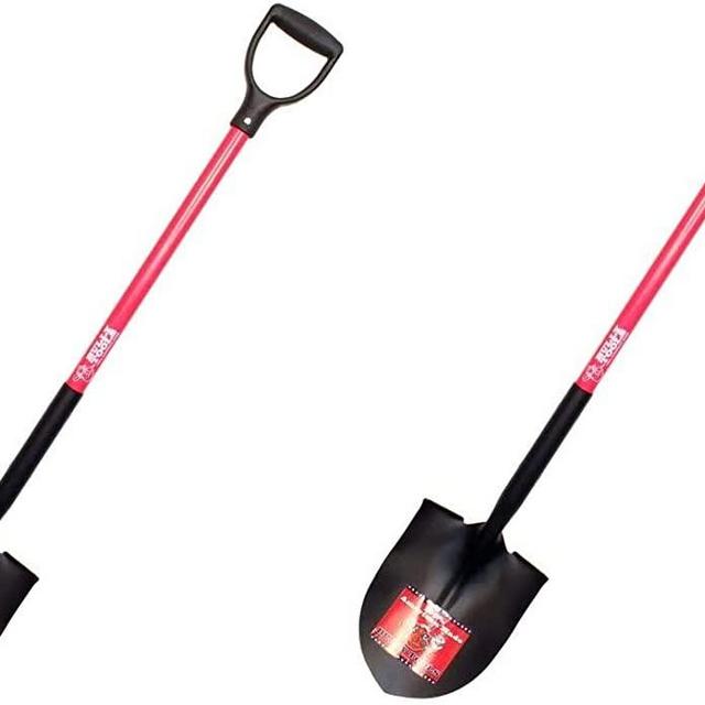 Bully Tools 82510 14-Gauge Round Point Shovel with Fiberglass D-Grip Handle, Pack of 2