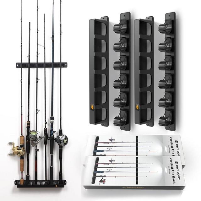 OJYDOIIIY Wall Mount Fishing Rod Holders,Vertical Fishing Pole Storage Rack for Garage 2 Packs