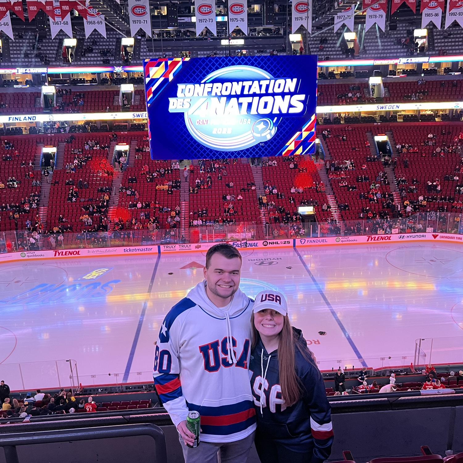 Our favorite game that we’ve ever been to was USA vs Canada at the Bell Center in Montreal as part of the 4 Nations Faceoff.