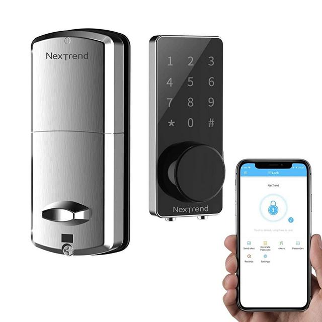 [Newest]Smart Lock, NexTrend Smart Electronic Door Lock with Bluetooth Keyless, Touchscreen, Mechanical Keys Enabled Auto Lock Alarm Technology for Home, Hotel, Apartment, Silver