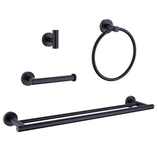 TwoBrosInt Bathroom Hardware Set Matte Black Rack 24 Inch Towel Bar Sets,Bathroom Accessories Set,Bathroom Set Towel Holder,304 Stainless Steel Matte Black Bathroom Accessories