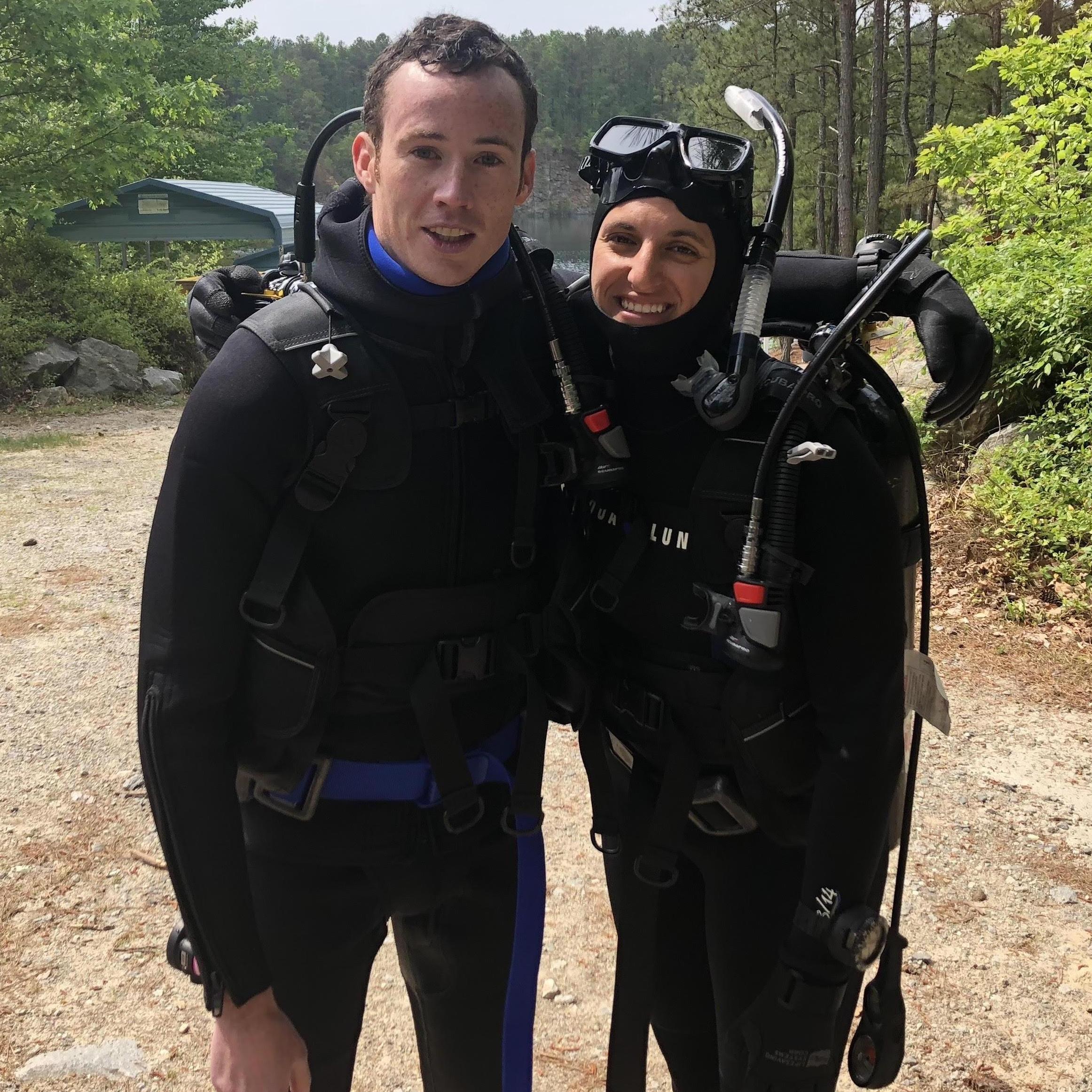 Passing our scuba certification together.