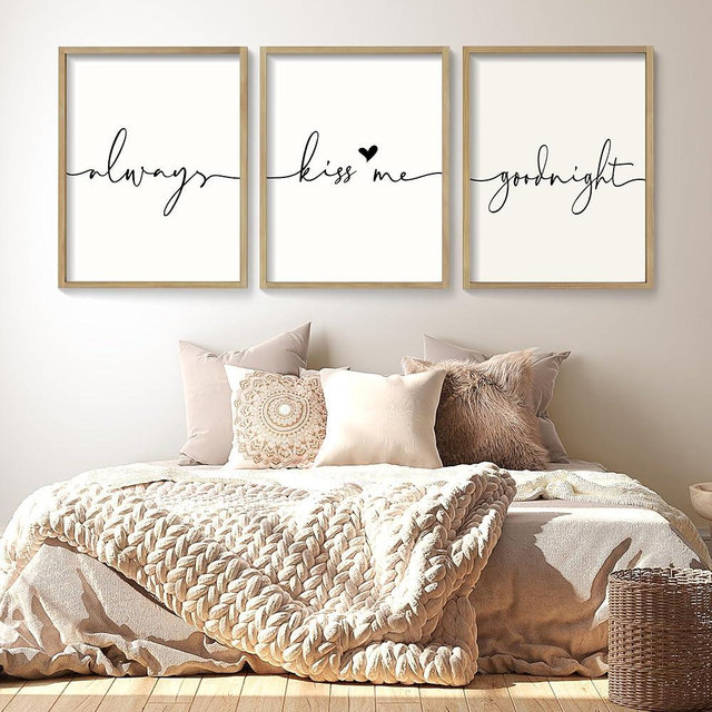 Set of 3 Framed Always Kiss Me Sign 11"x14" Living Room Wall Decor for Farmhouse Rustic Home Wall Art Wood Signs