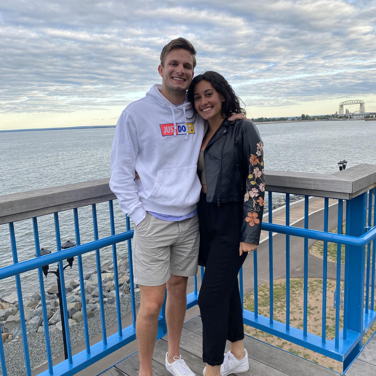 A photo in front of Lake Superior the weekend Todd helped Mariam move to Duluth